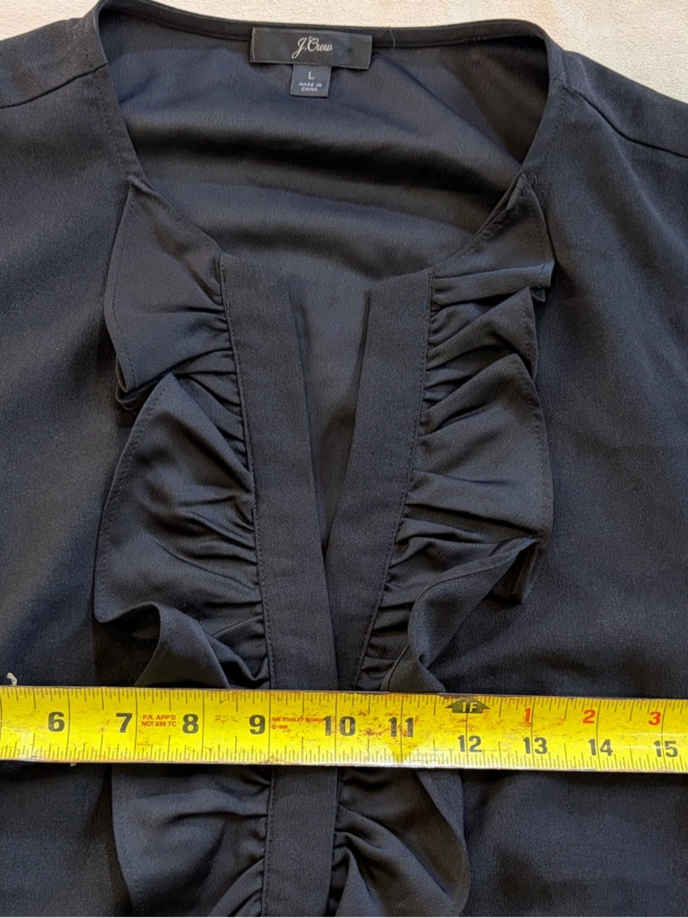 J. Crew Black Sleeveless Ruffle-Front Blouse large - Picture 5 of 5